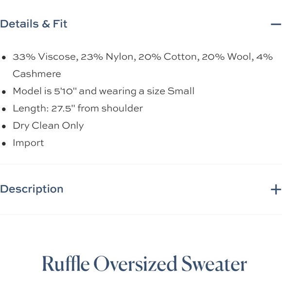 Draper James | Sweaters | Nwt Draper James Ruffle Oversized Sweater ...